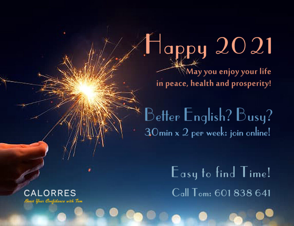Happy 2021 from Calorres; English with Tom; Angielski online; Szybki angielski; Tom Sklodowski